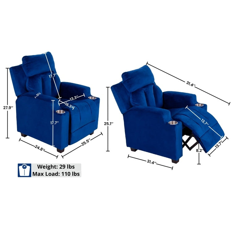Magic Seats pour super-héros et princesses, siège reclinable super luxueux pour enfants avec repose-pieds, repose-tête et 2 porte-gobelets.