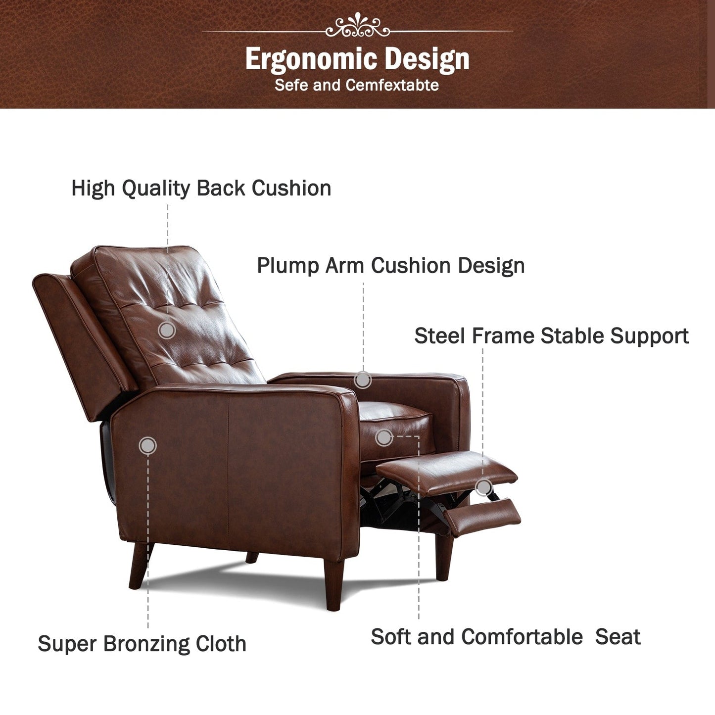 Fauteuil inclinable à bascule, fauteuil en tissu à bascule avec décoration à rivets, fauteuil d'appoint pour salon.