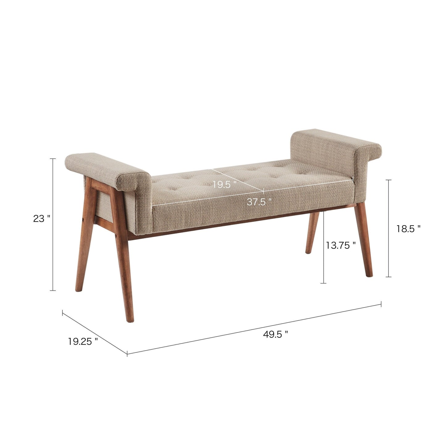 Banc d'appoint Mason, couleur taupe, par INK+IVY