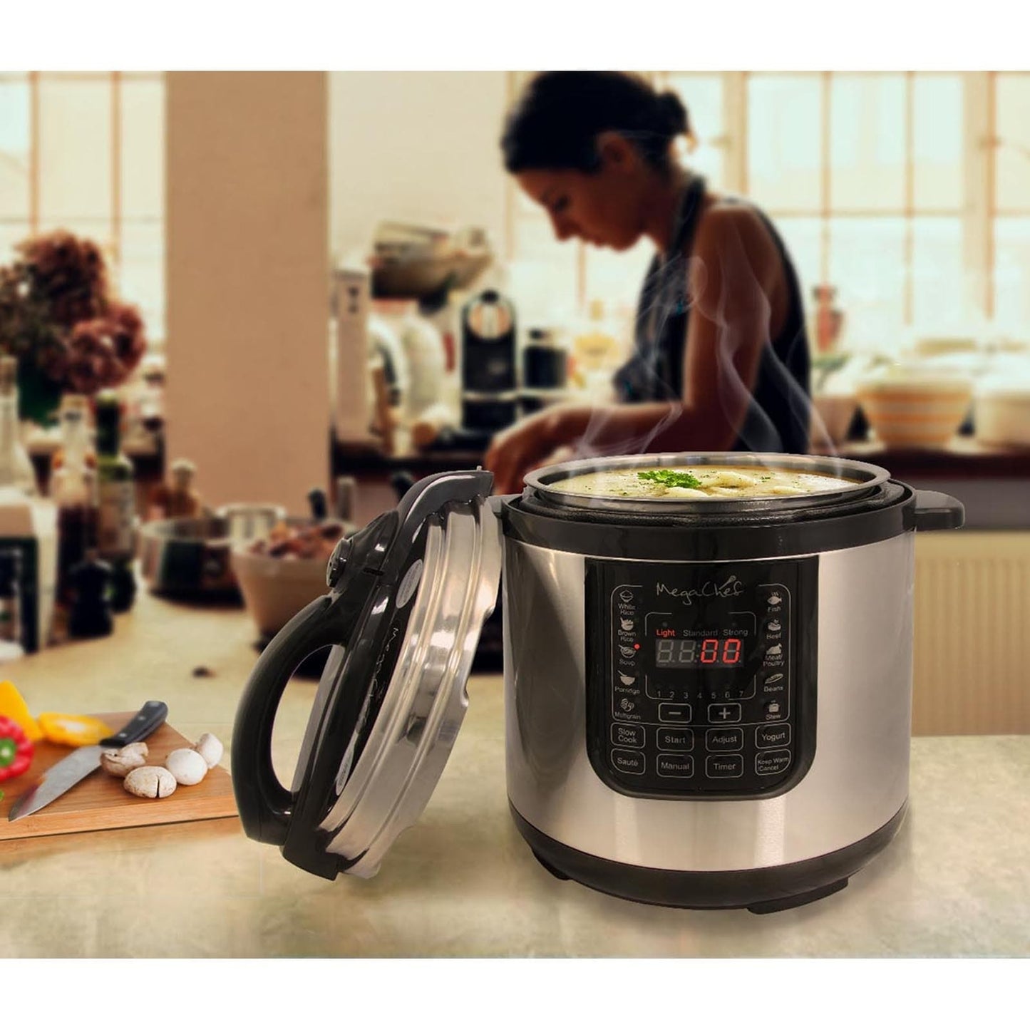 Casserole à pression numérique MegaChef pour comptoir, capacité de 8 quarts
