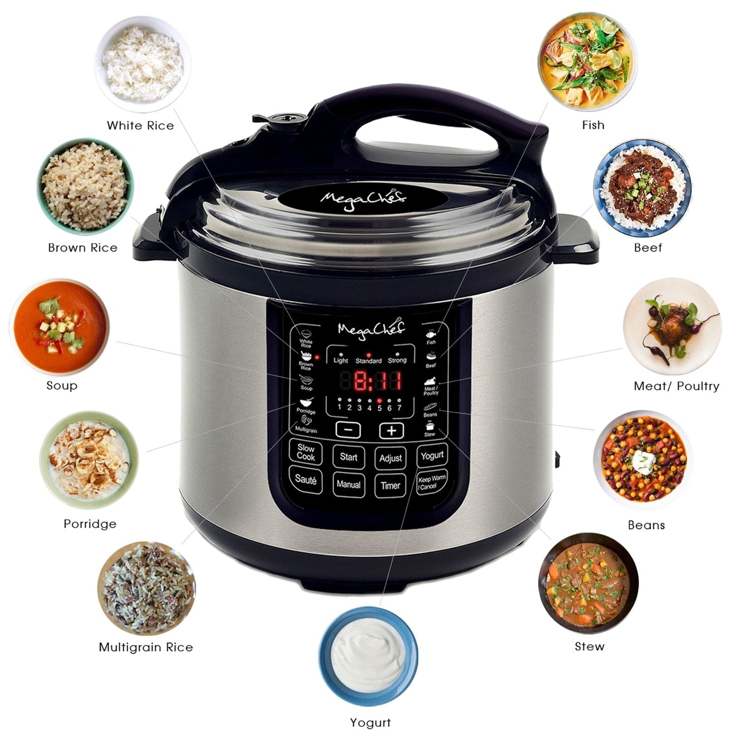 Casserole à pression numérique MegaChef pour comptoir, capacité de 8 quarts