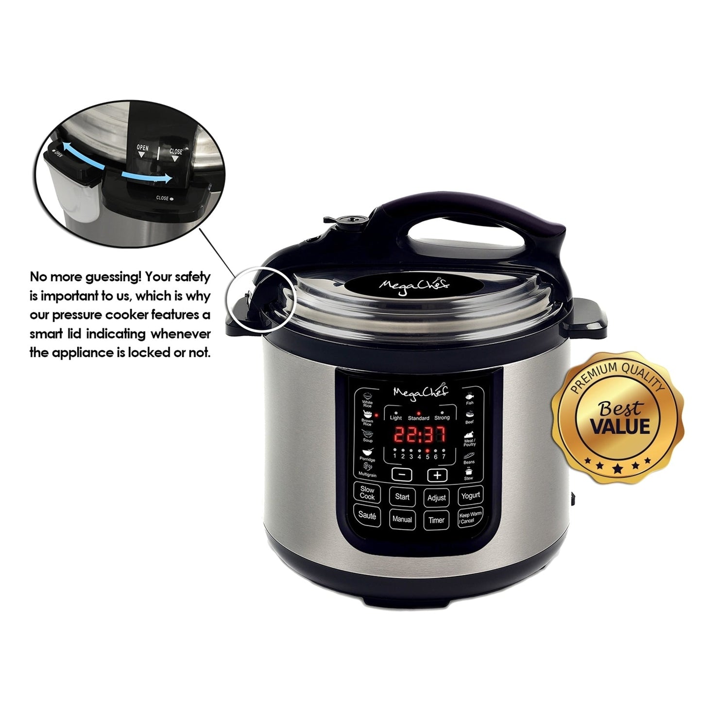 Casserole à pression numérique MegaChef pour comptoir, capacité de 8 quarts