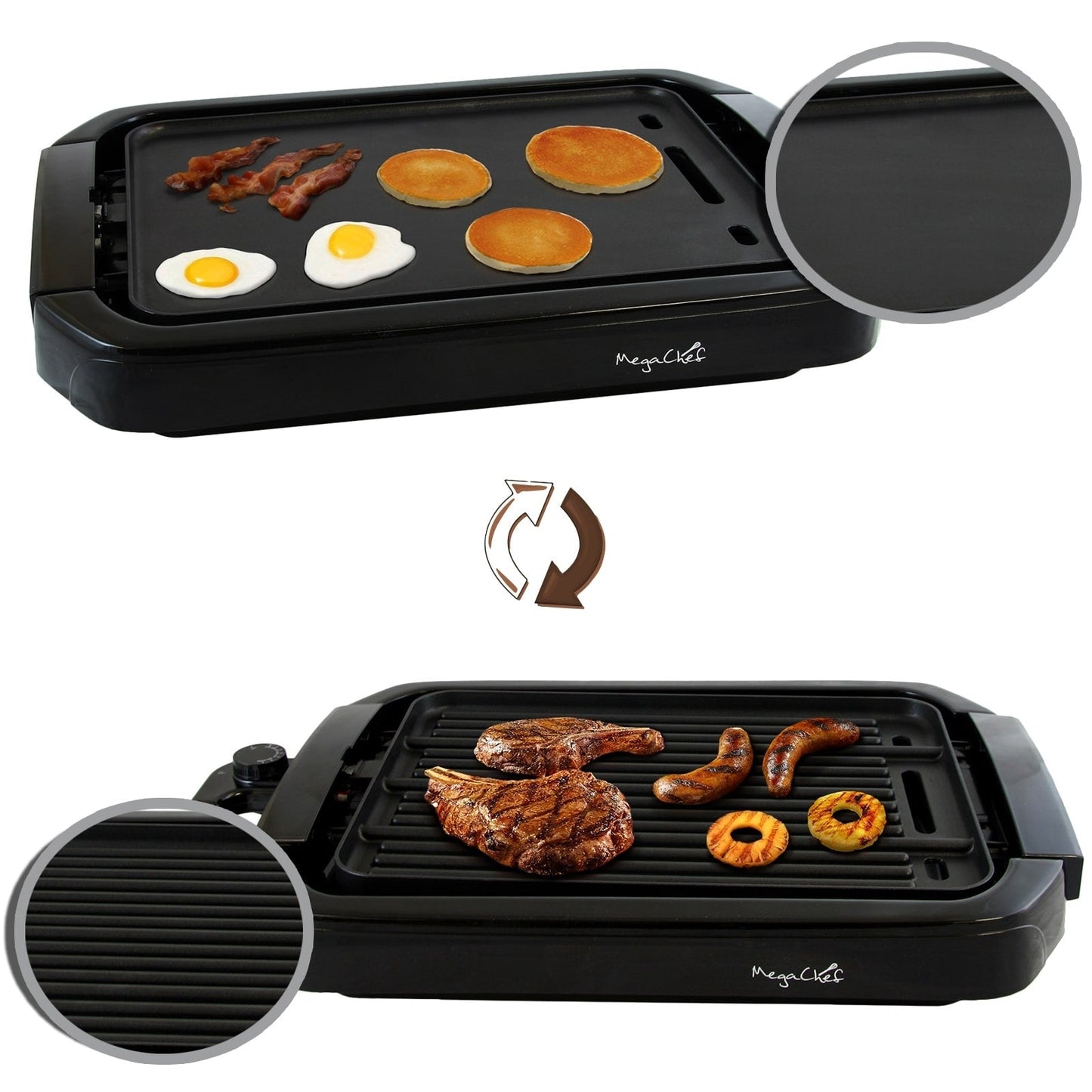 Gril/plancha réversible double usage MegaChef