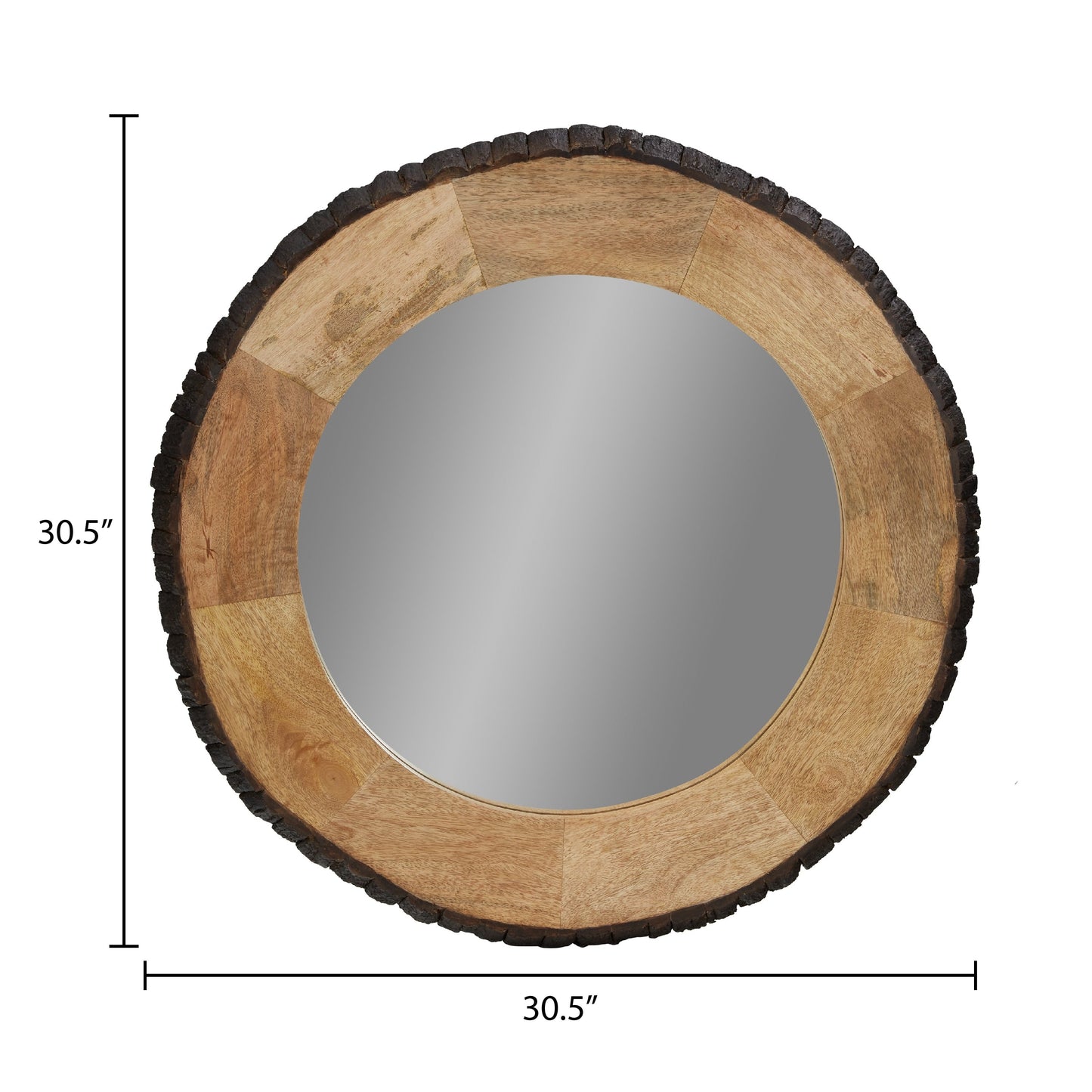 Miroir mural rond en bois à bords naturels Meredith de River of Goods - 30,5 x 1 x 30,5 cm