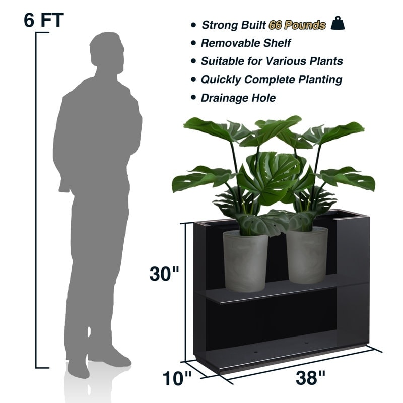 Grand bac à plantes métallique pour extérieur, 96,5 x 76,2 x 76,2 cm (LxlxH) - Bac à plantes avec séparateur métallique - 96,5x76,2x76,2