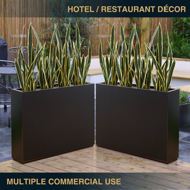 Grand bac à plantes métallique pour extérieur, 96,5 x 76,2 x 76,2 cm (LxlxH) - Bac à plantes avec séparateur métallique - 96,5x76,2x76,2