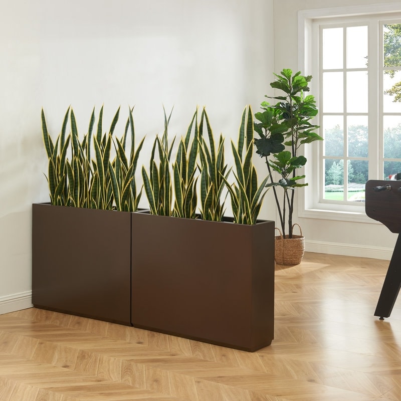 Grand bac à plantes métallique pour extérieur, 96,5 x 76,2 x 76,2 cm (LxlxH) - Bac à plantes avec séparateur métallique - 96,5x76,2x76,2