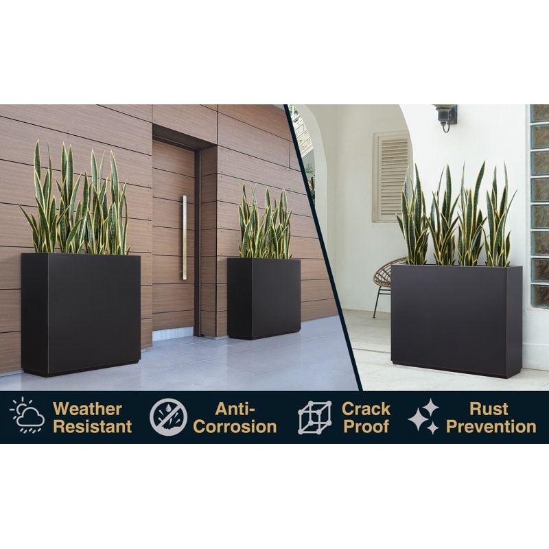 Grand bac à plantes métallique pour extérieur, 96,5 x 76,2 x 76,2 cm (LxlxH) - Bac à plantes avec séparateur métallique - 96,5x76,2x76,2