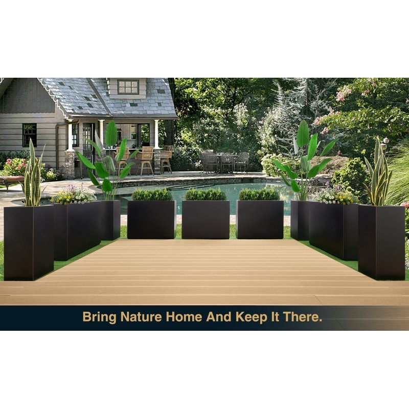 Grand bac à plantes métallique pour extérieur, 96,5 x 76,2 x 76,2 cm (LxlxH) - Bac à plantes avec séparateur métallique - 96,5x76,2x76,2