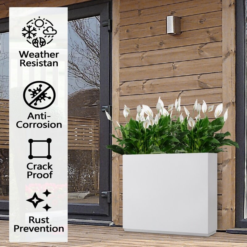 Grand bac à plantes métallique pour extérieur, 96,5 x 76,2 x 76,2 cm (LxlxH) - Bac à plantes avec séparateur métallique - 96,5x76,2x76,2