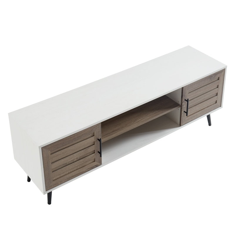 Meuble TV style Mid-Century Modern pour télévisions jusqu'à 70 pouces, meuble multimédia - 52 cm (H) x 150 cm (L) x 39 cm (P)