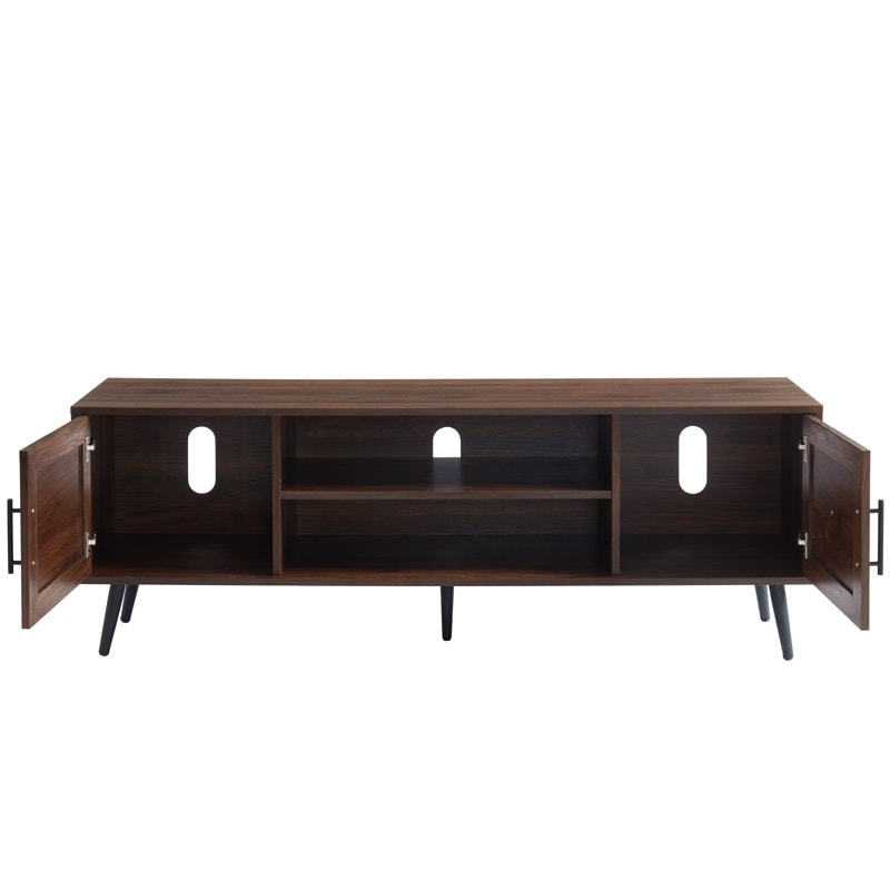 Meuble TV style Mid-Century Modern pour télévisions jusqu'à 70 pouces, meuble multimédia - 52 cm (H) x 150 cm (L) x 39 cm (P)