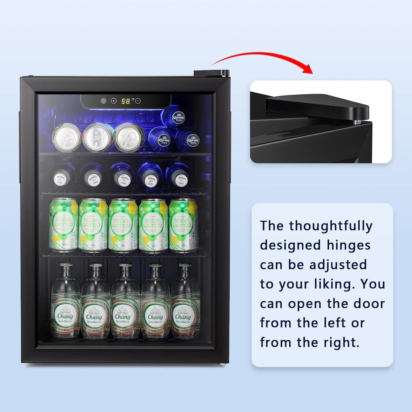 Mini réfrigérateur - Réfrigérateur à boissons pour 100 canettes, cave à vin, porte vitrée transparente, écran tactile pour boissons - 2,6 pieds cubes.