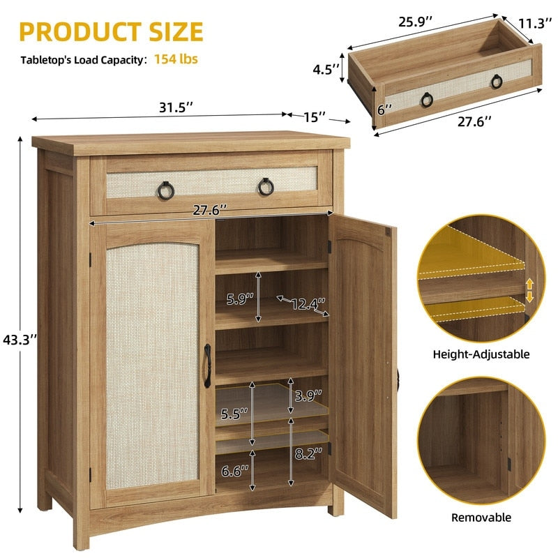 Meuble à chaussures Moasis à 5 niveaux et 20 paires avec portes doubles pour l'entrée