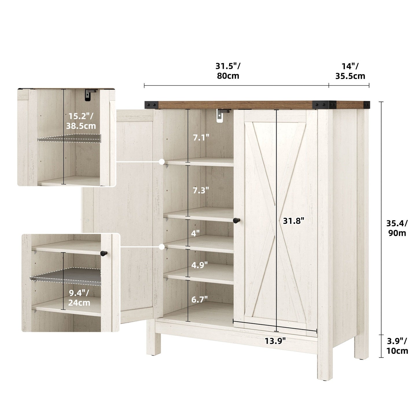 Meuble à chaussures Moasis à 5 niveaux et 20 paires avec portes doubles pour l'entrée