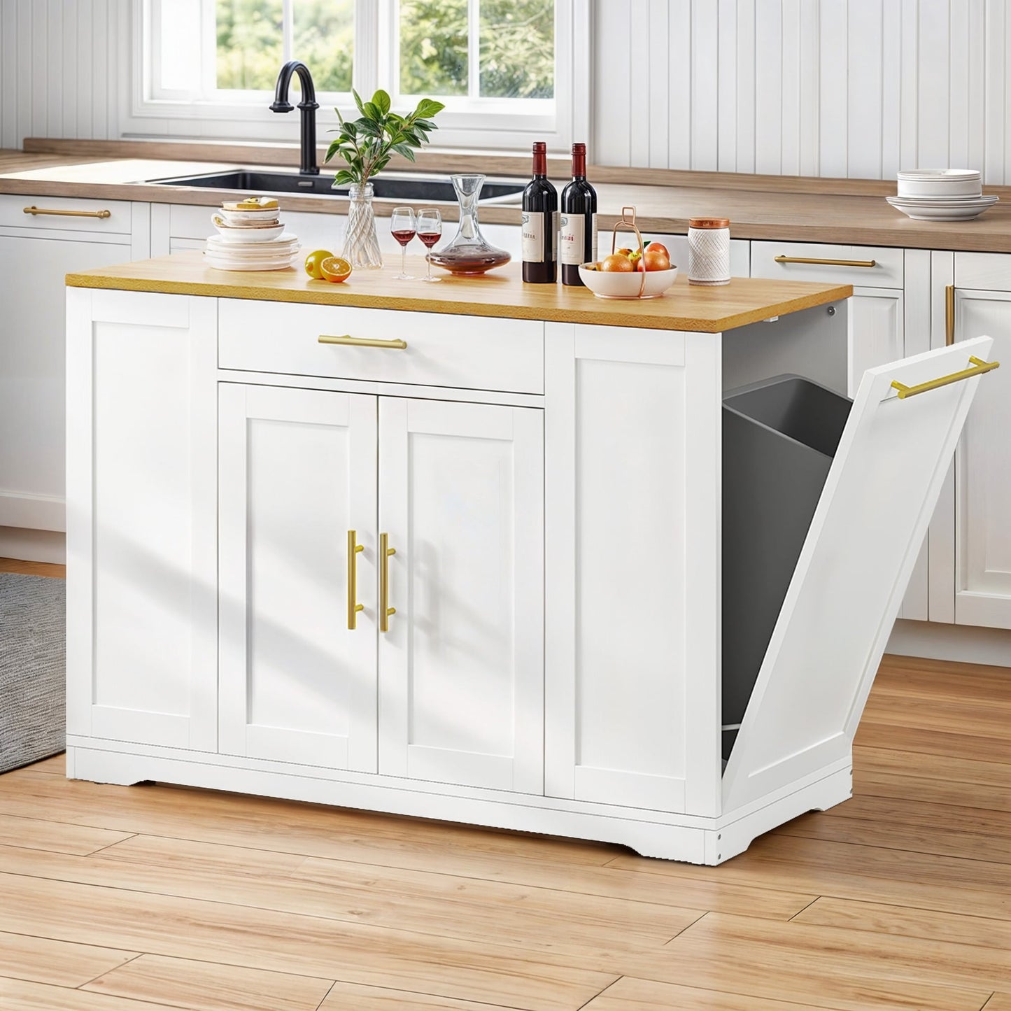 Moasis Meuble de rangement roulant pour îlot de cuisine de 53 pouces, chariot de cuisine mobile portable