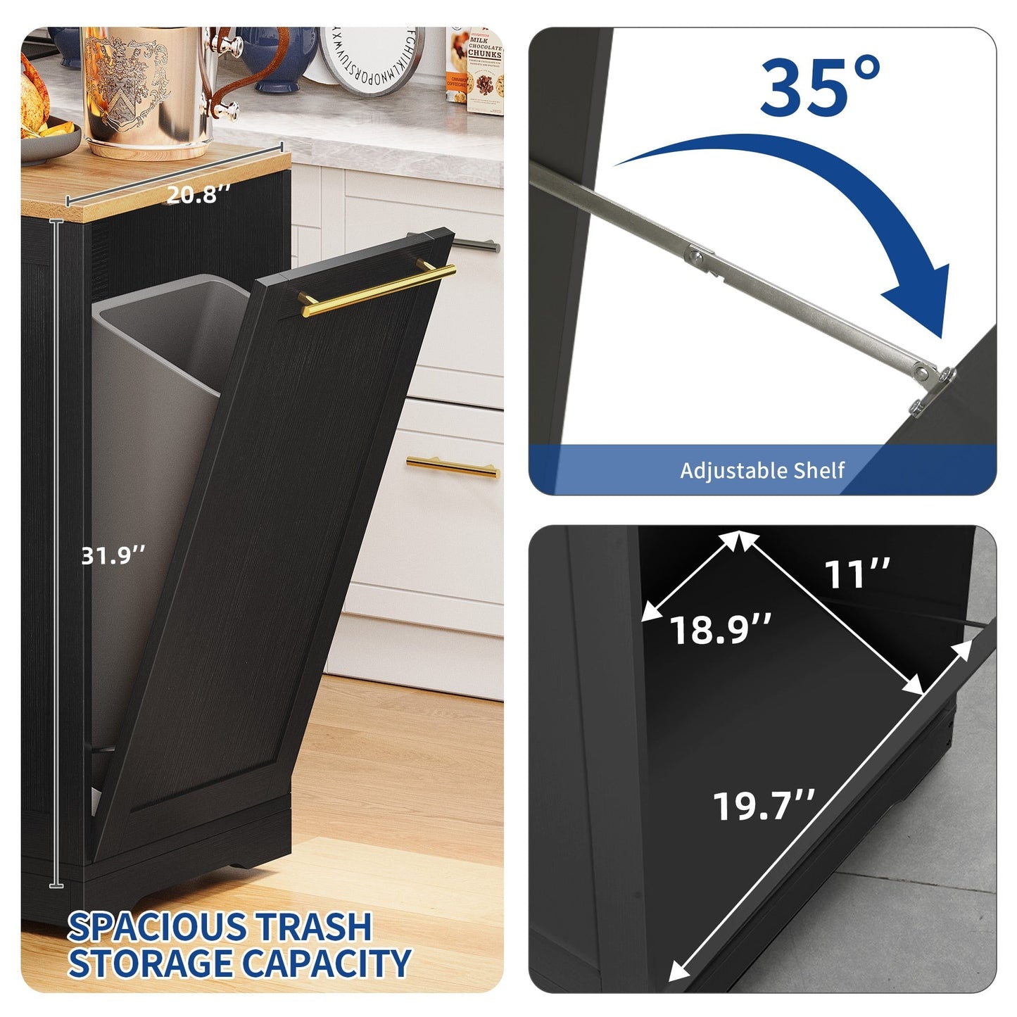 Moasis Meuble de rangement roulant pour îlot de cuisine de 53 pouces, chariot de cuisine mobile portable