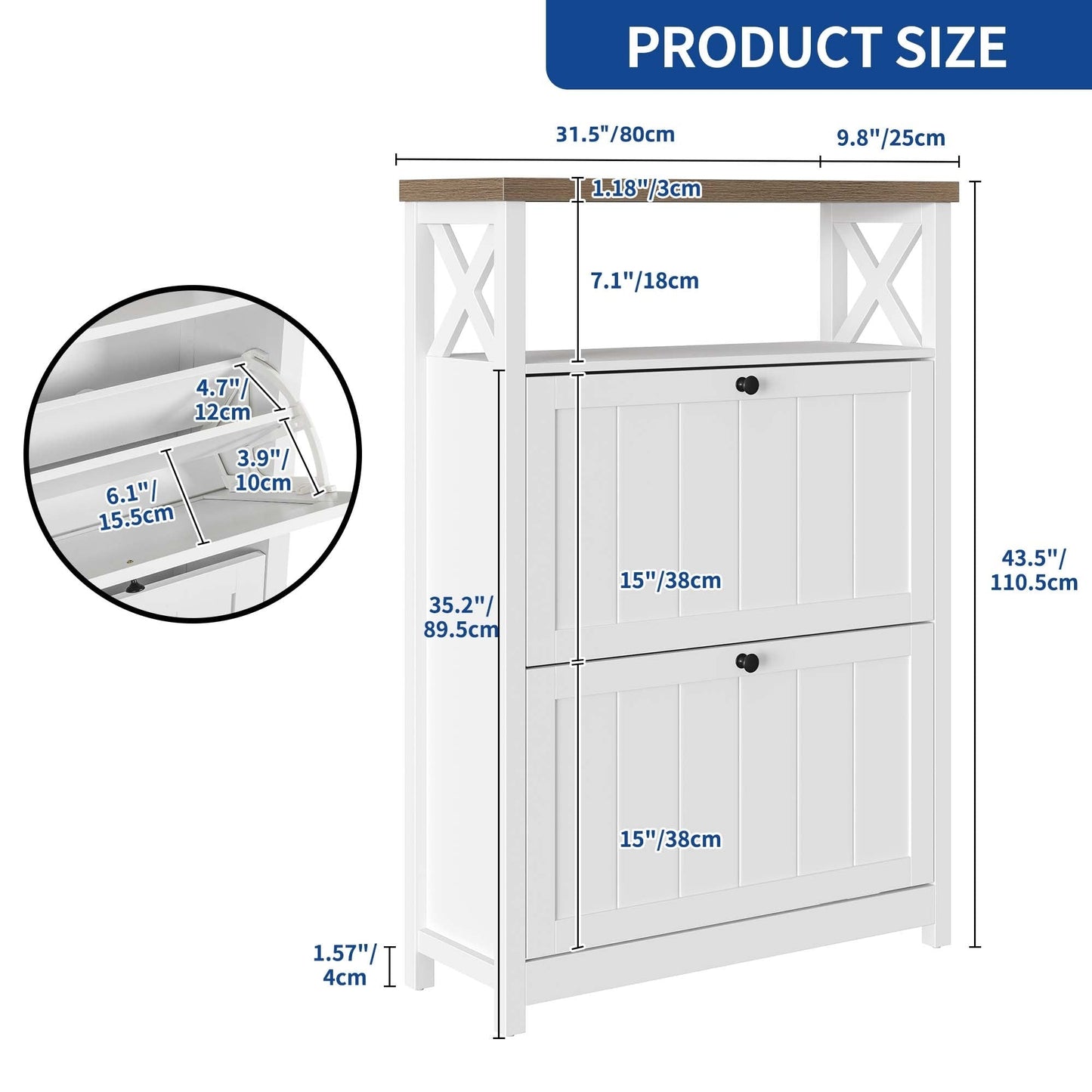 Meuble de rangement pour chaussures Moasis avec 2 compartiments pour entrée et couloir