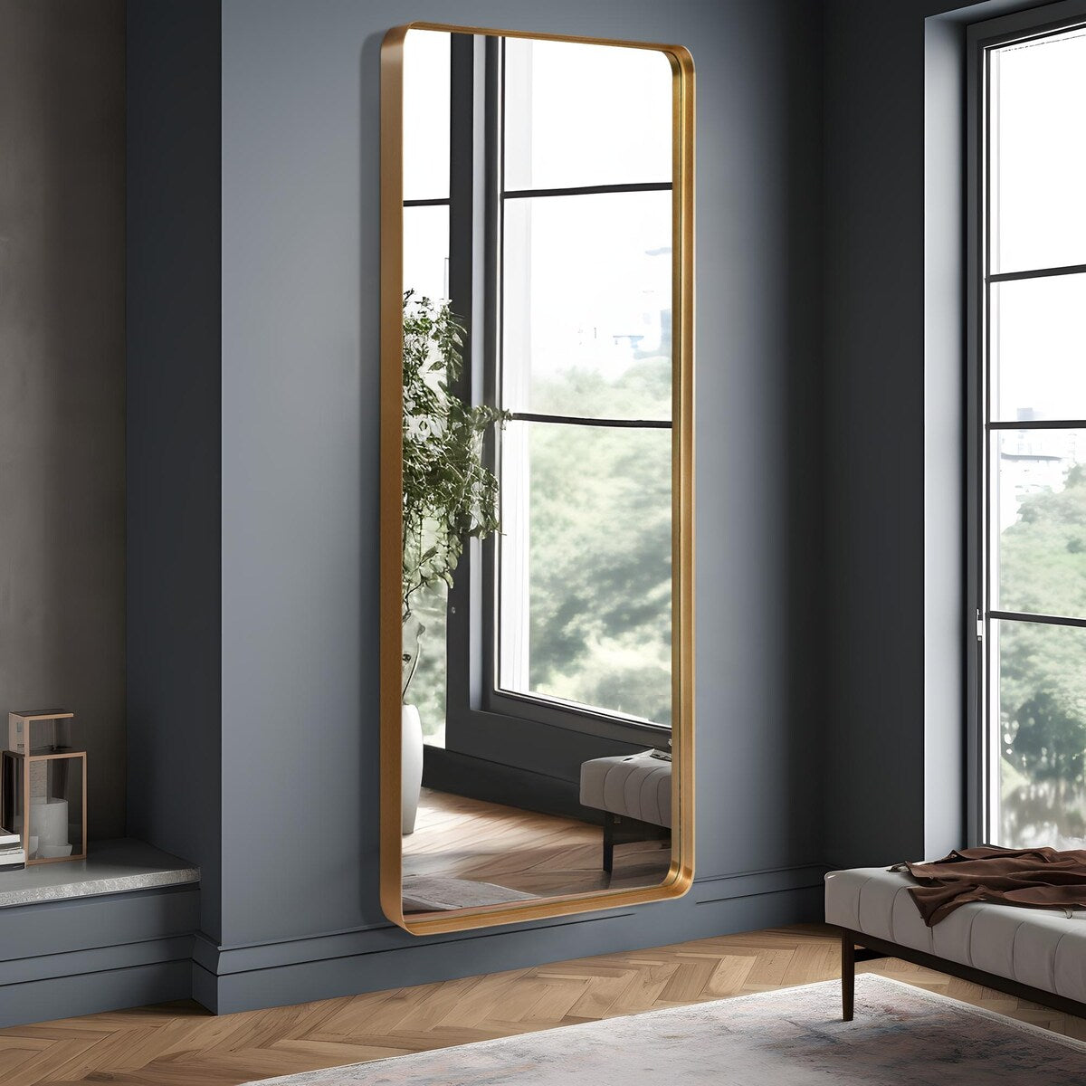 Grand miroir rectangulaire mural en alliage d'aluminium moderne - 71*28