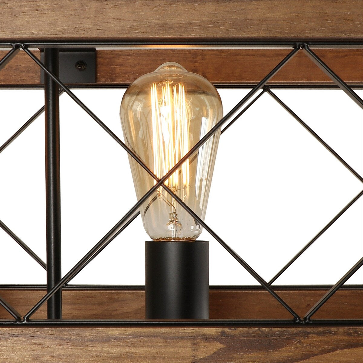 Luminaire suspendu moderne de style farmhouse, cage rectangulaire en bois à 5 lumières, pour salle à manger - 80,3 L x 25,4 l x 19,8 H (cm)