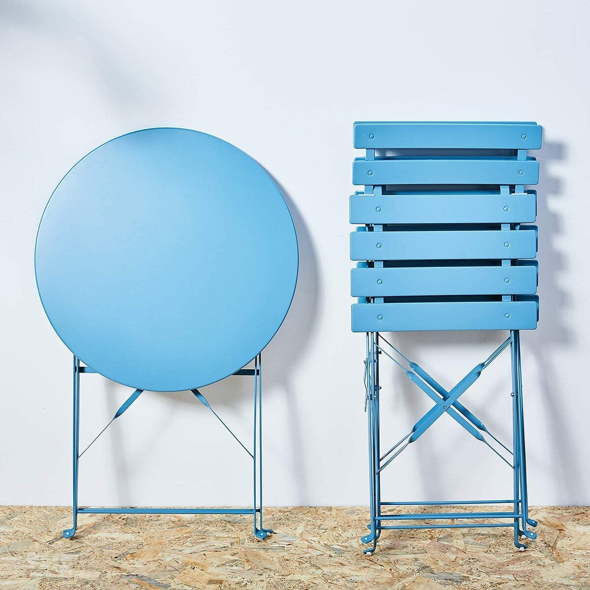 Ensemble de bistro pliable en métal 3 pièces, ensemble de conversation résistant aux intempéries pour l'intérieur et l'extérieur, pour patio, cour, jardin.
