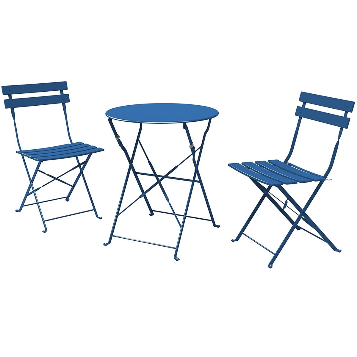 Ensemble de bistro pliable en métal 3 pièces, ensemble de conversation résistant aux intempéries pour l'intérieur et l'extérieur, pour patio, cour, jardin.