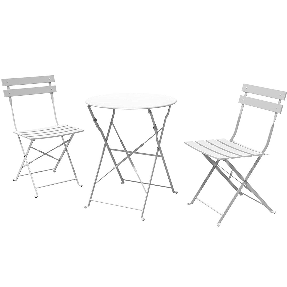 Ensemble de bistro pliable en métal 3 pièces, ensemble de conversation résistant aux intempéries pour l'intérieur et l'extérieur, pour patio, cour, jardin.