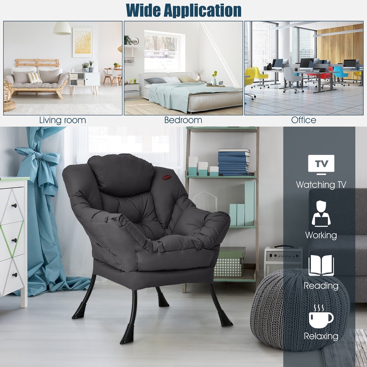 Fauteuil d'appoint moderne, fauteuil de salon, canapé individuel.