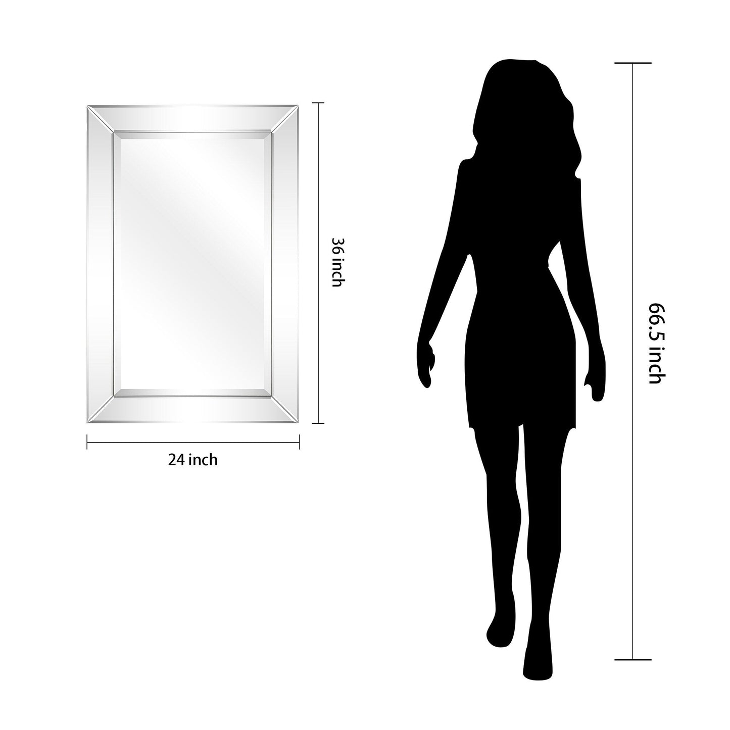 Miroir rectangulaire biseauté transparent haute définition à monter au mur pour salle de bain, meuble-lavabo, chambre à coucher, 3 tailles