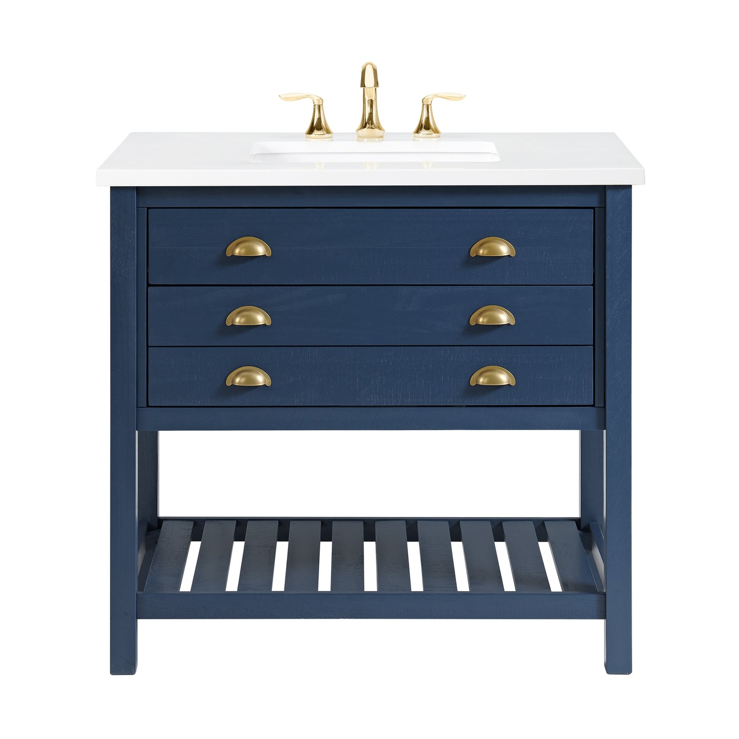 Meuble-lavabo de salle de bain simple Monterey 37, style farmhouse, avec plan de travail.