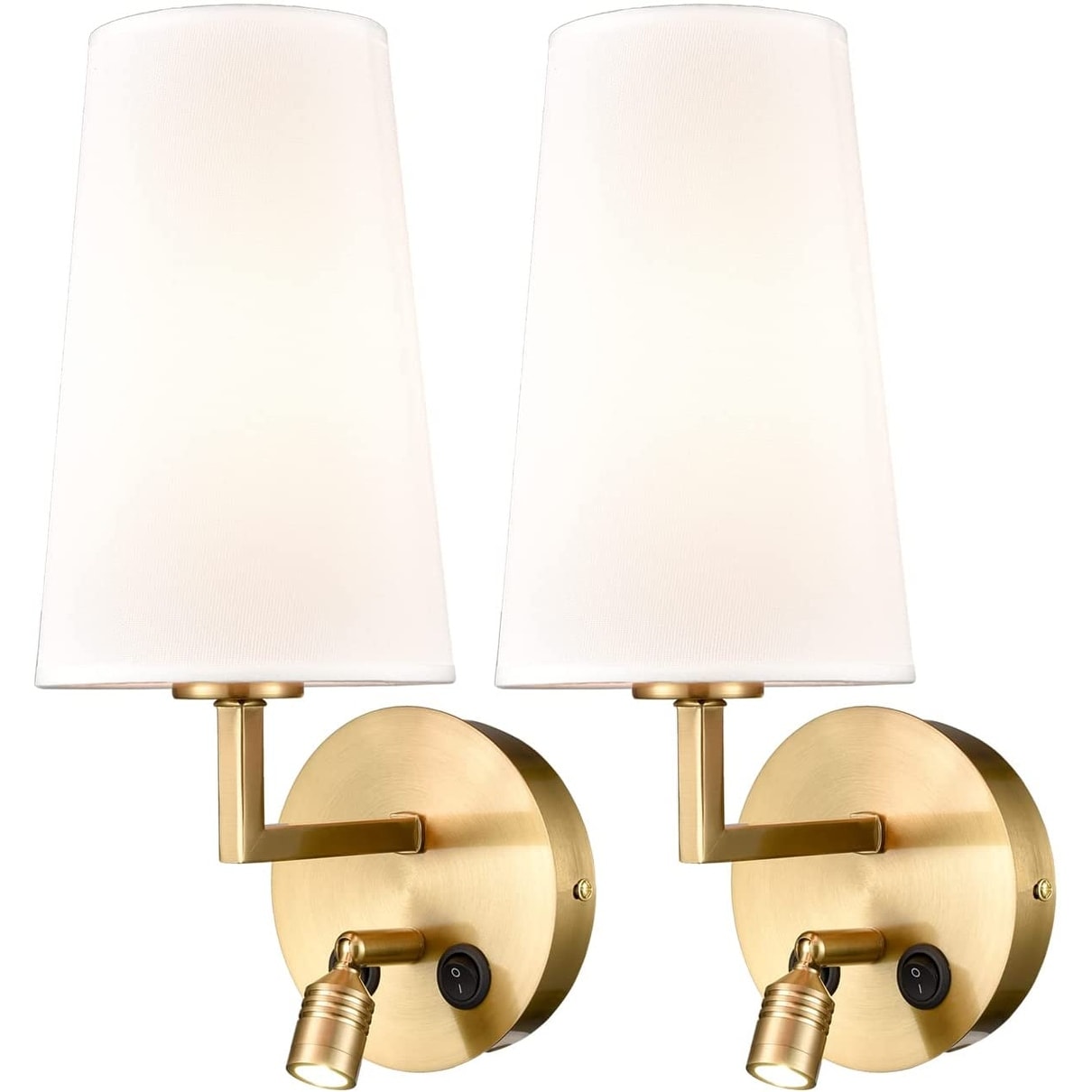 Ensemble de 2 appliques murales Morbihan, lampe murale en tissu avec port USB et interrupteur