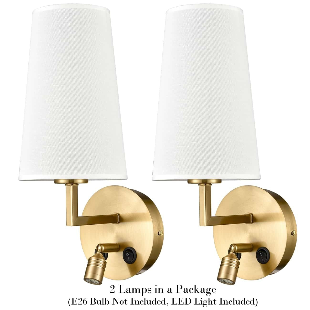 Ensemble de 2 appliques murales Morbihan, lampe murale en tissu avec port USB et interrupteur