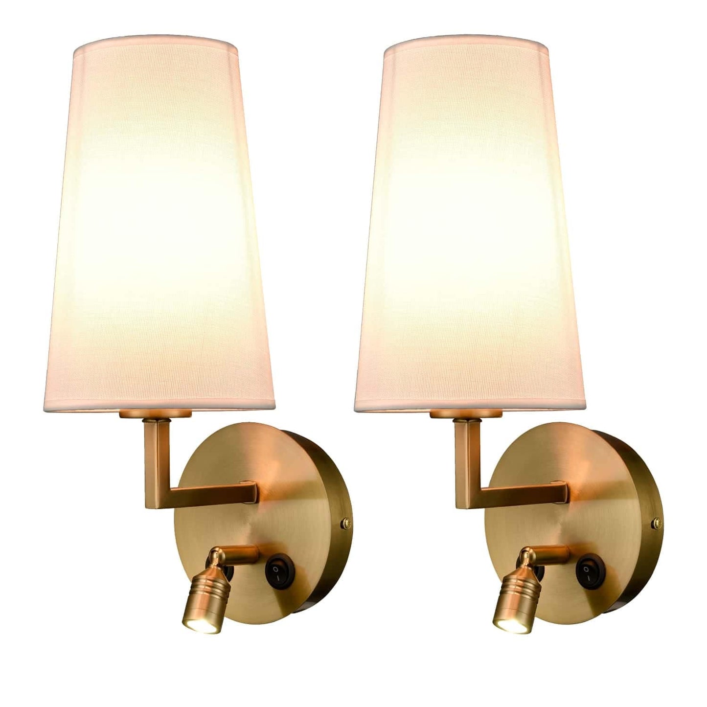 Ensemble de 2 appliques murales Morbihan, lampe murale en tissu avec port USB et interrupteur