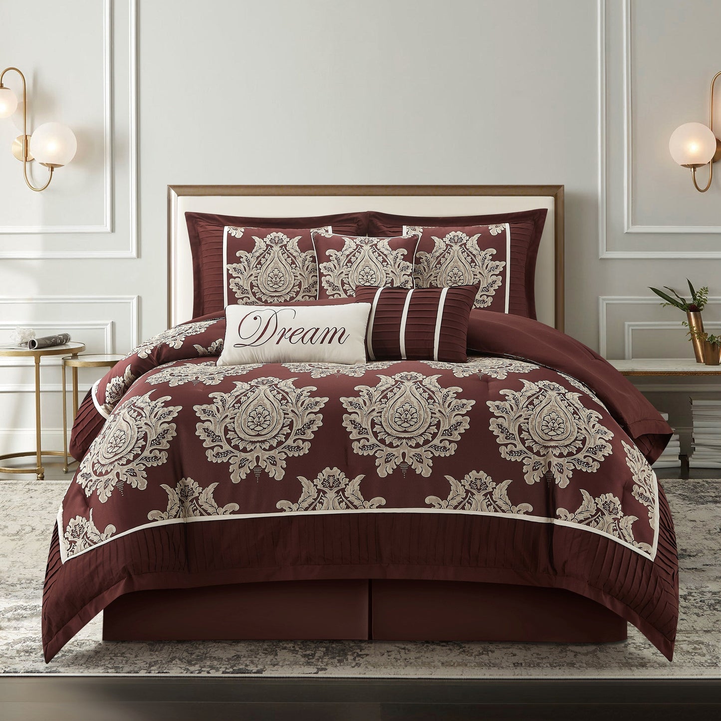 Ensemble de Couette Traditionnel Damassé 7 Pièces Nanshing Tiana