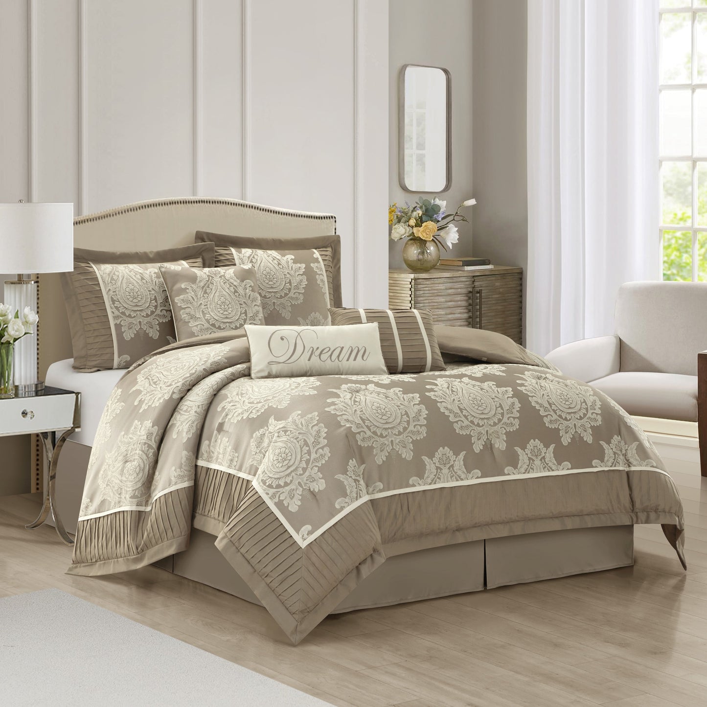 Ensemble de Couette Traditionnel Damassé 7 Pièces Nanshing Tiana