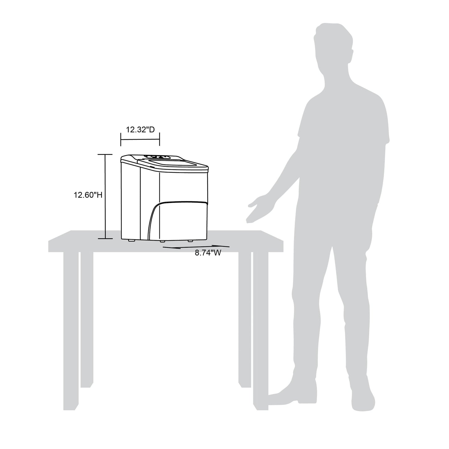 Fabrique de glaçons de comptoir Newair de 26 lbs, portable et légère, commandes intuitives, taille de glaçons grande ou petite, pièces sans BPA.