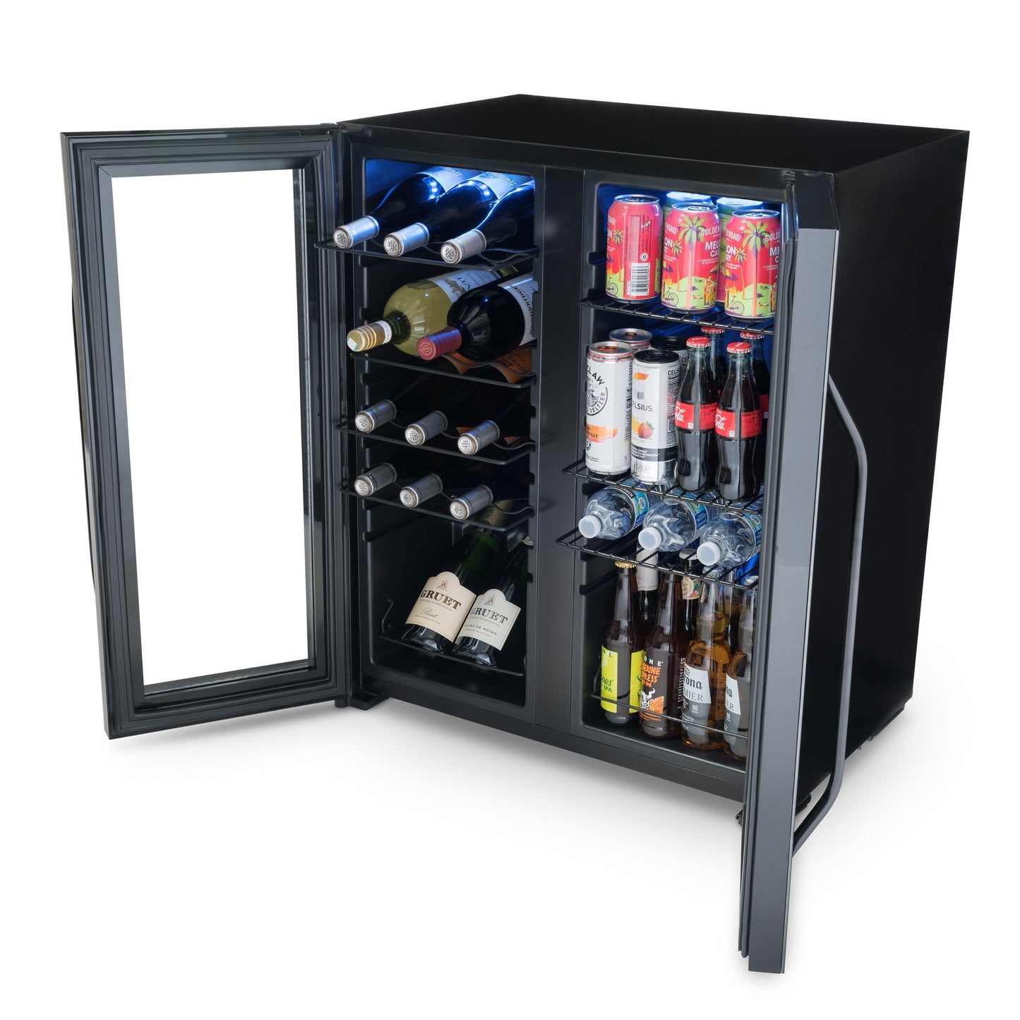 Réfrigérateur à vin et boissons Newair, 18 bouteilles et 59 canettes, double zone de température, autonome, contrôle numérique de la température