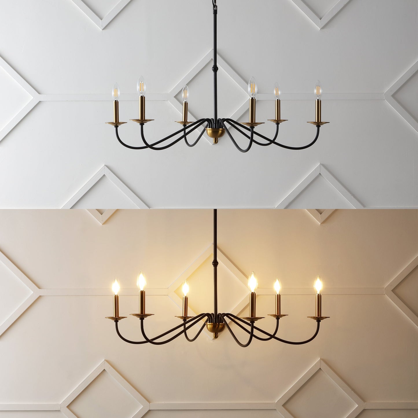 34.75 Lustre en fer à 6 lumières LED, par JONATHAN Y