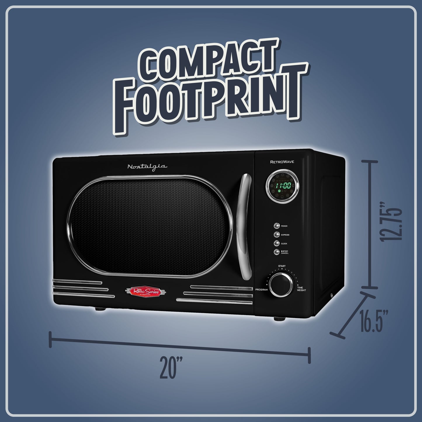Nostalgia Retro Countertop Microwave 1.1 Cu Ft & 1000 Watt