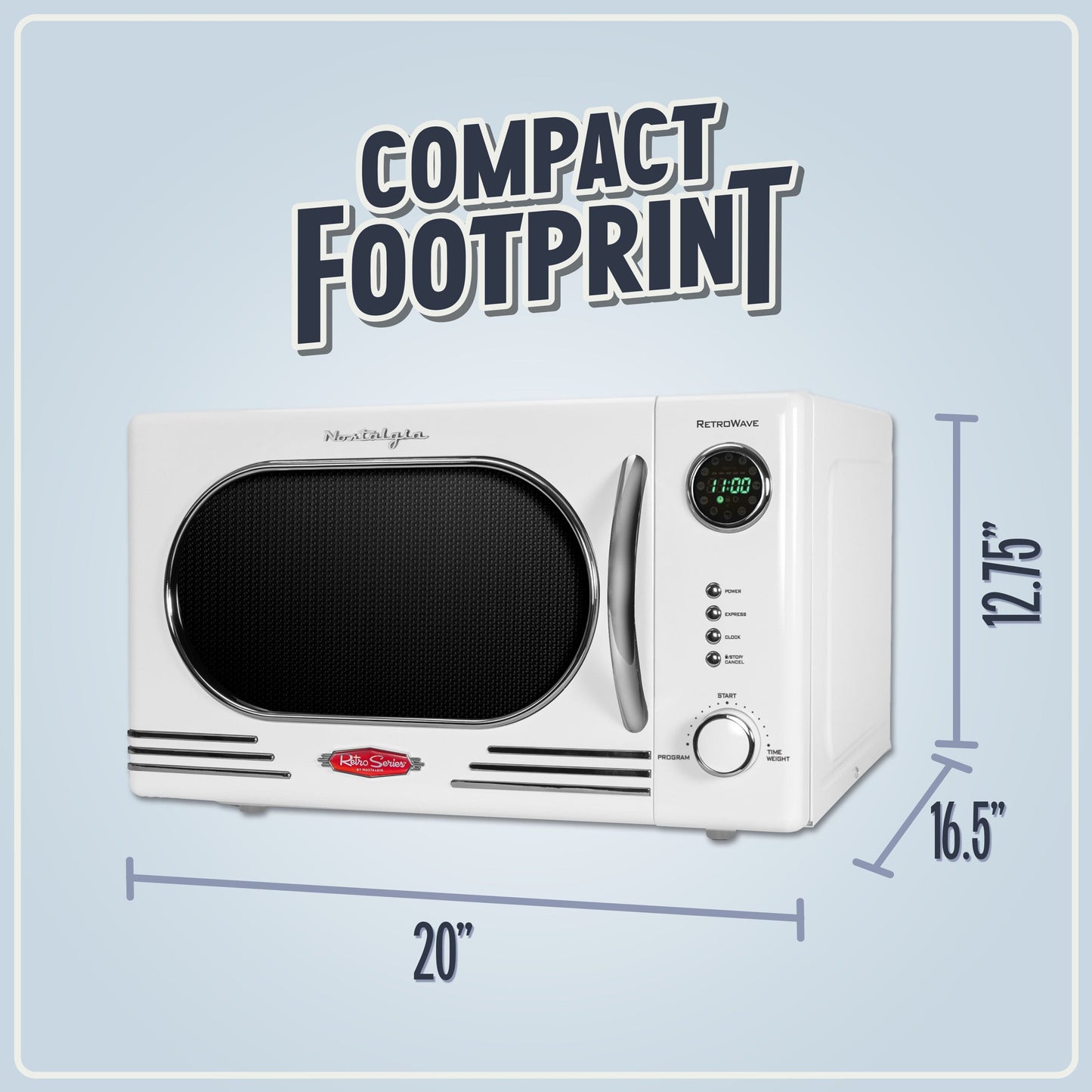 Nostalgia Retro Countertop Microwave 1.1 Cu Ft & 1000 Watt