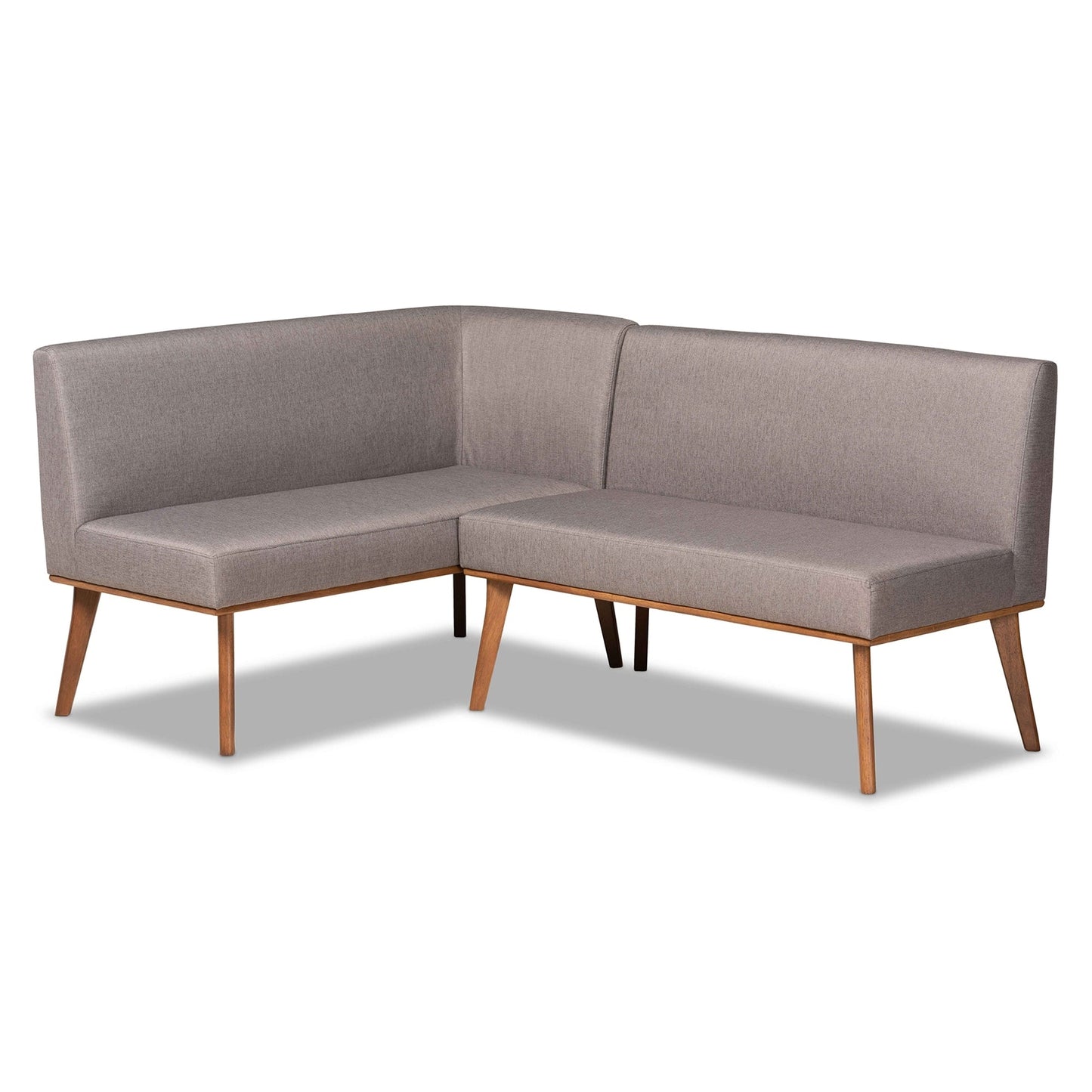 Ensemble de banquette de salle à manger 2 pièces Odessa en tissu gris et bois de noyer