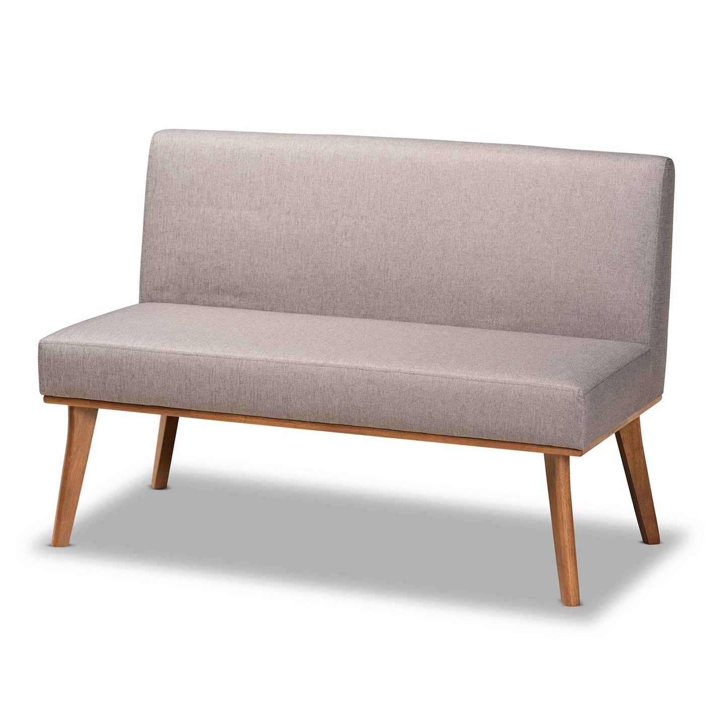 Ensemble de banquette de salle à manger 2 pièces Odessa en tissu gris et bois de noyer