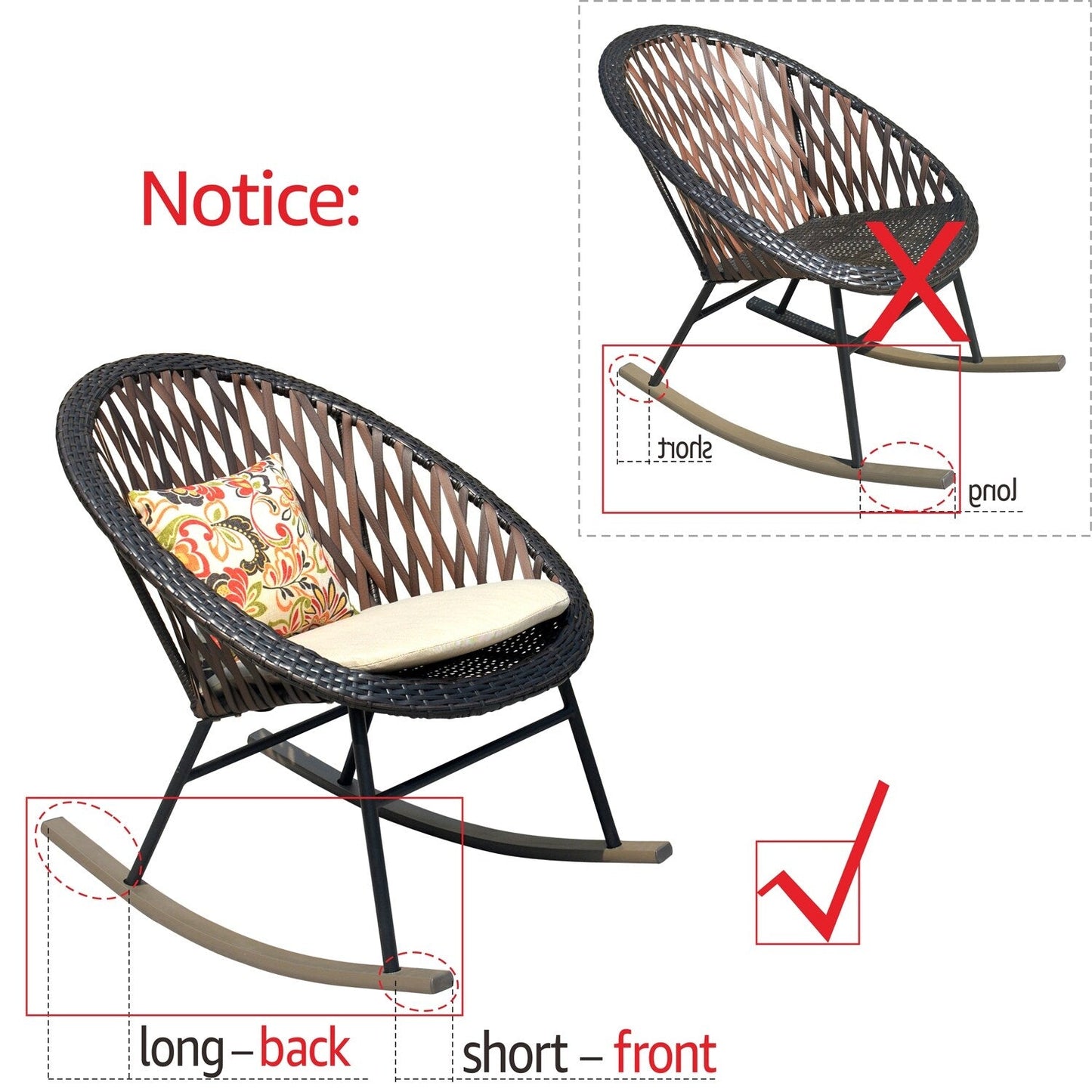 Ensemble de bistro pour terrasse OVIOS, 3 pièces, avec chaises à bascule et table basse en verre