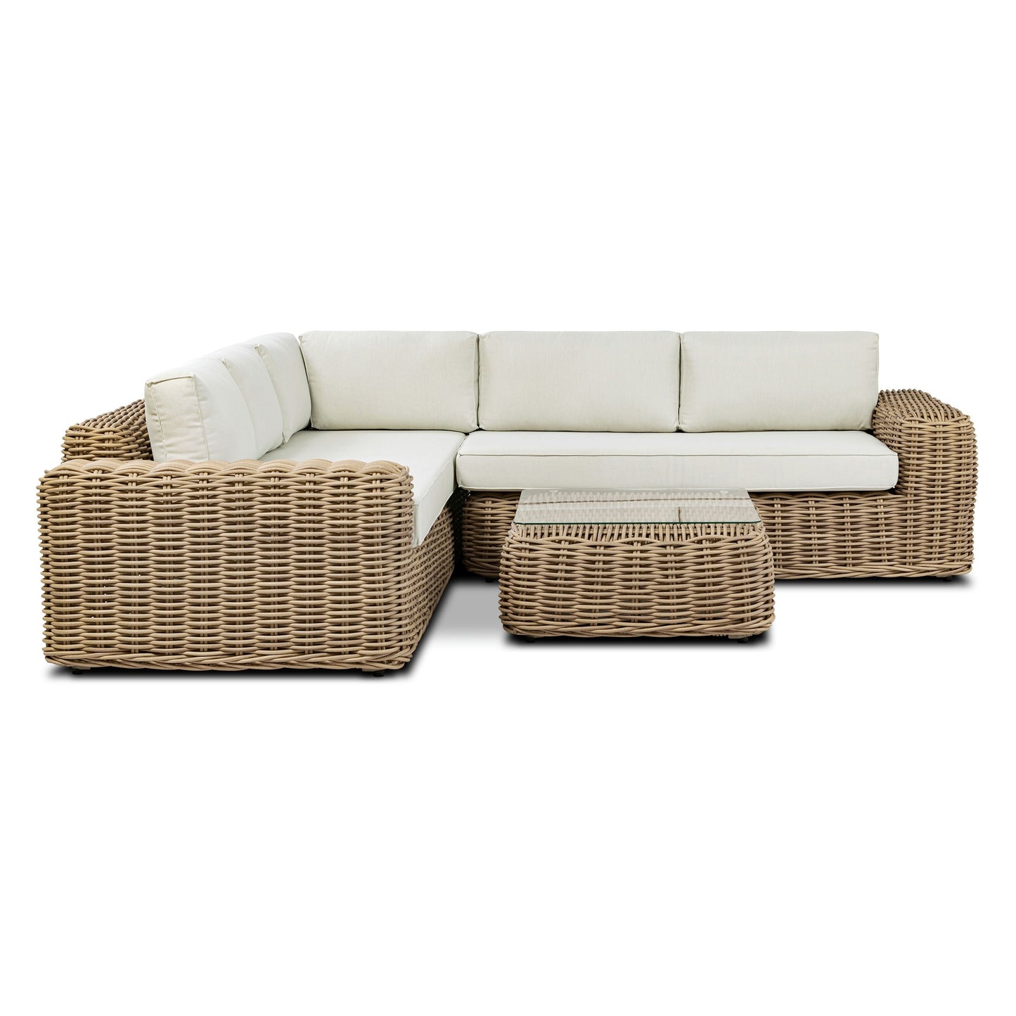 Ensemble d'assises d'angle d'extérieur/de terrasse Poly & Bark Puglia avec table basse