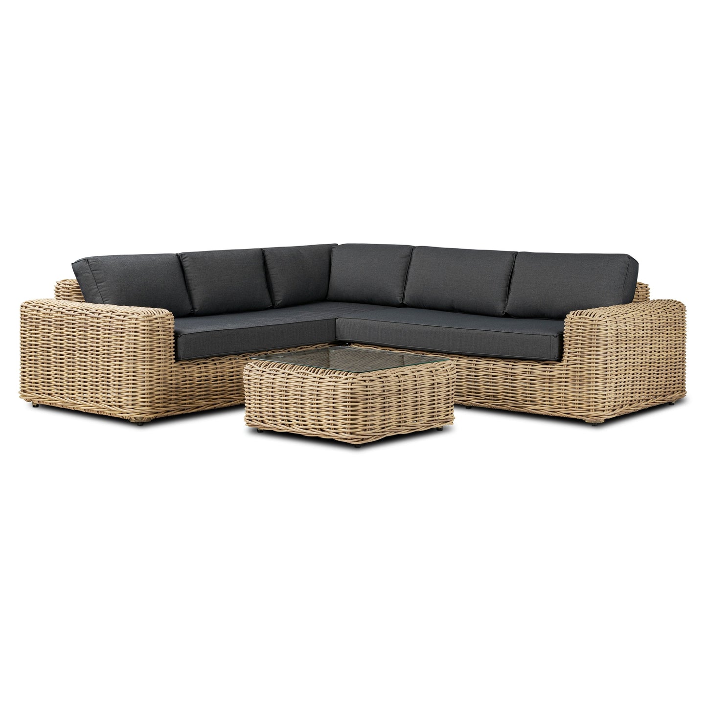 Ensemble d'assises d'angle d'extérieur/de terrasse Poly & Bark Puglia avec table basse