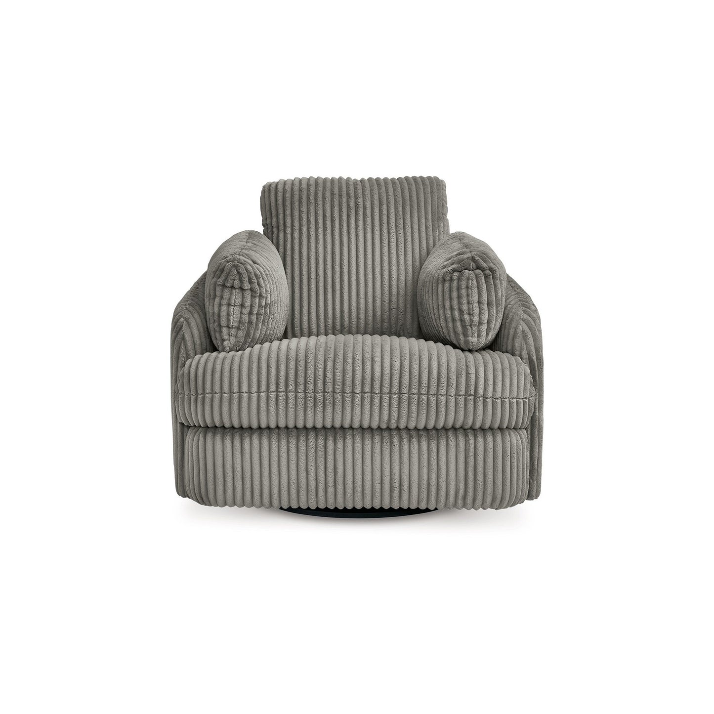 Fauteuil inclinable pivotant et basculant Rikki, cordouroy gris, avec 2 coussins