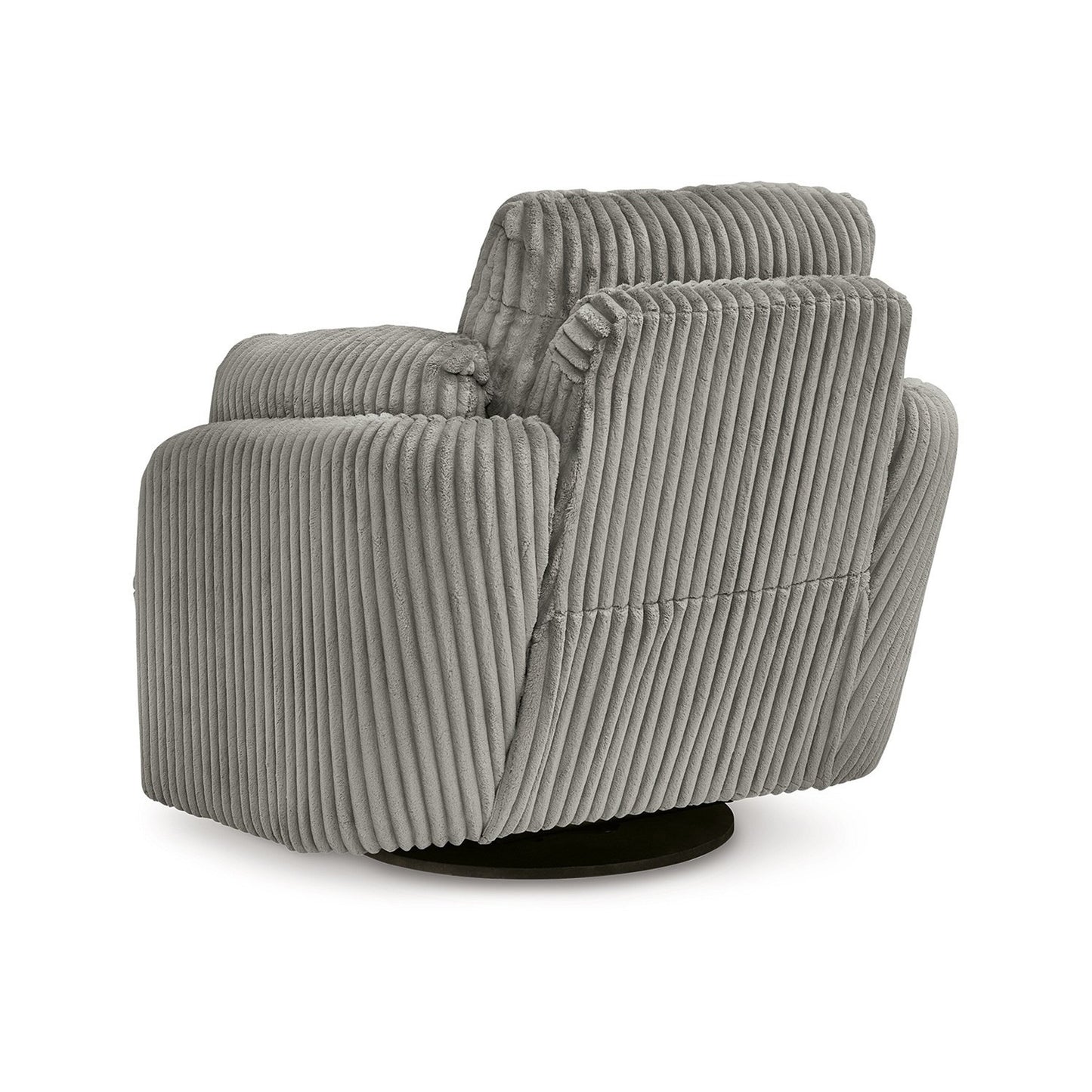 Fauteuil inclinable pivotant et basculant Rikki, cordouroy gris, avec 2 coussins