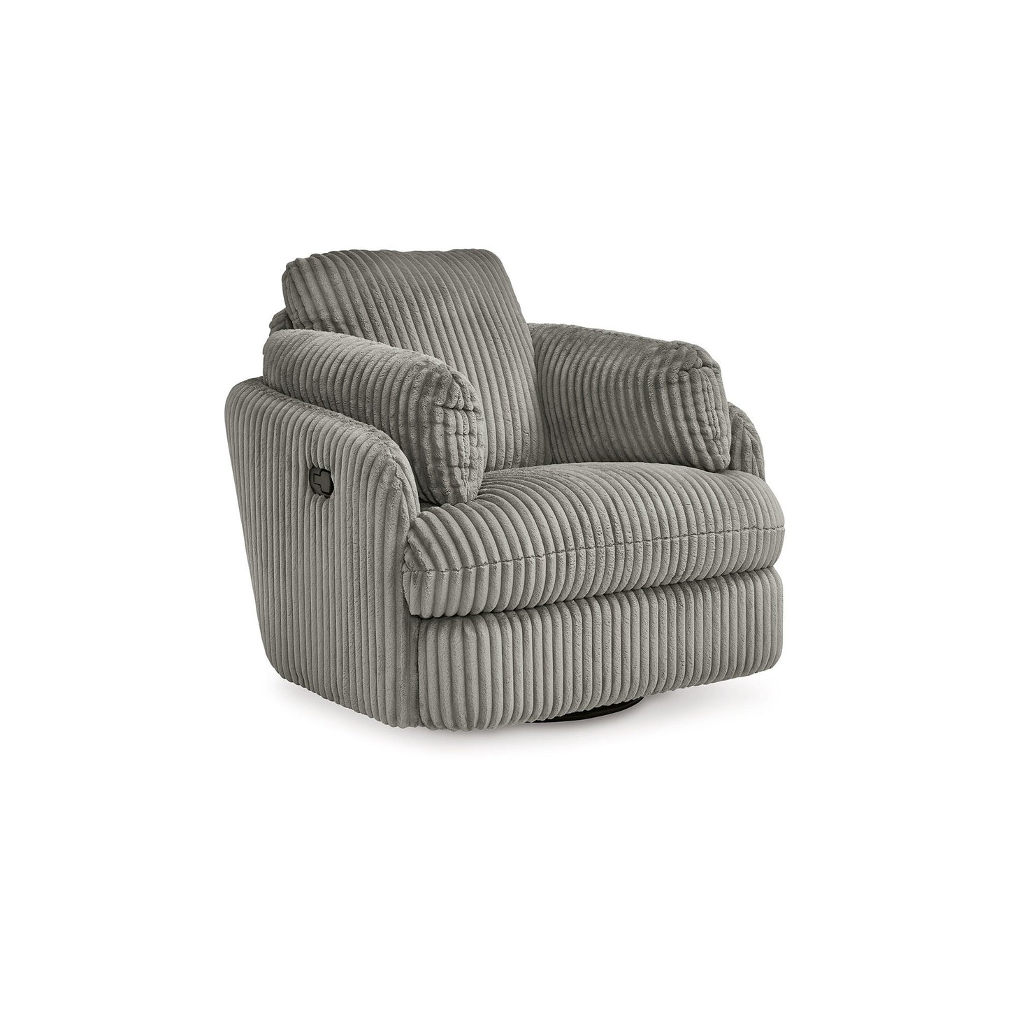 Fauteuil inclinable pivotant et basculant Rikki, cordouroy gris, avec 2 coussins