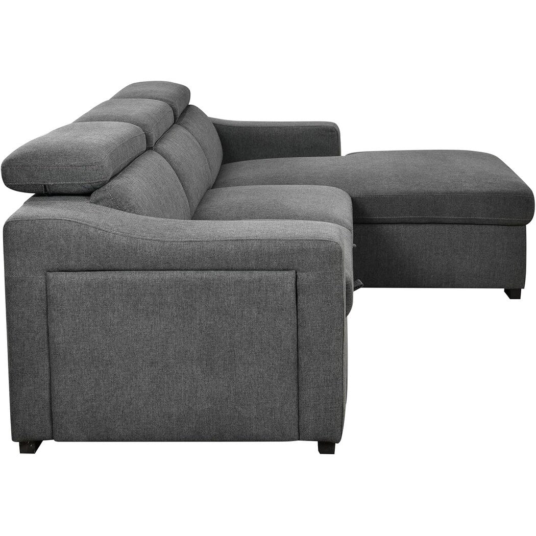 Roomfitters 103 Canapé Sectionnel Convertible avec Chaise Longue de Rangement, Appuie-Têtes Réglables, Canapé d'Angle Longe-Lit en Forme de L, Gris Foncé