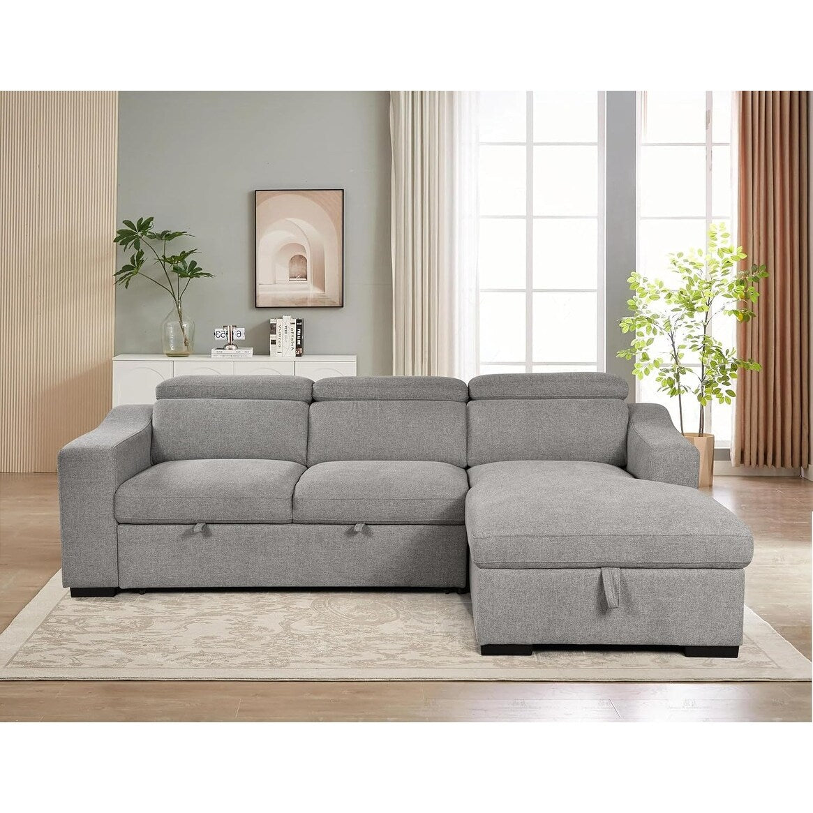 Canapé d'angle convertible Roomfitters 103 avec méridienne de rangement, accoudoirs réglables, canapé-lit en forme de L